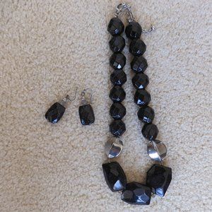 CHICO's navy necklace and earrings set